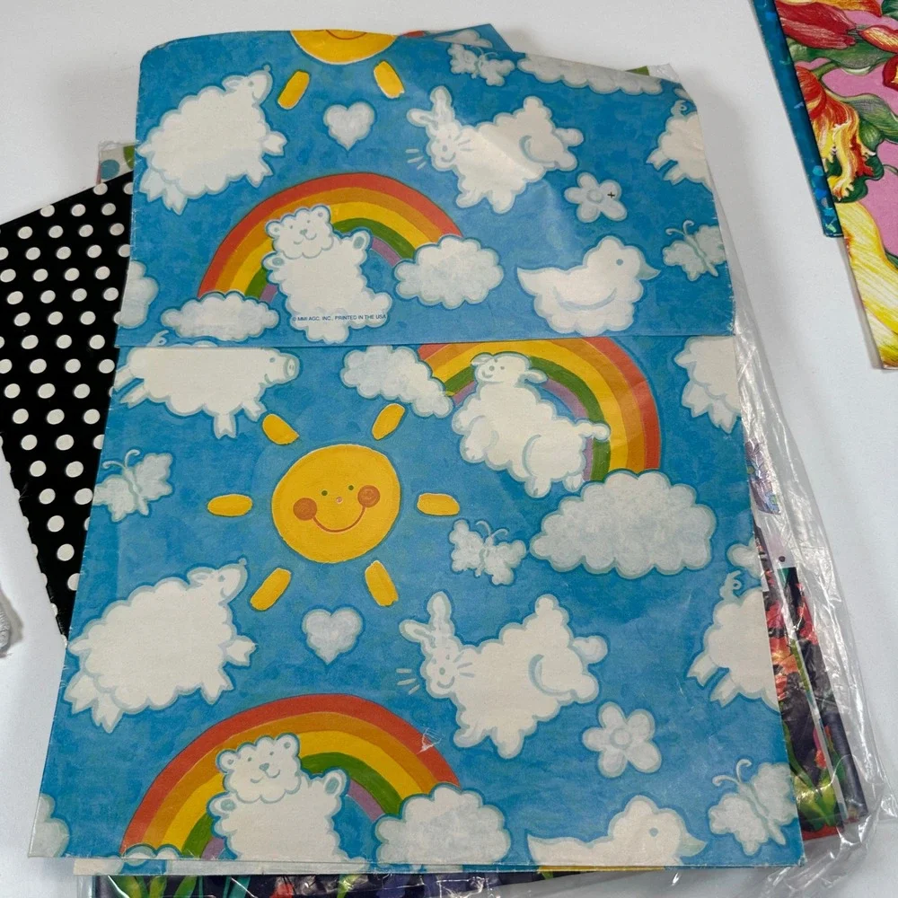 VTG Jessica Stewart The Finishing Touch Assorted Floral Rainbow Gift Wrap Lot OS